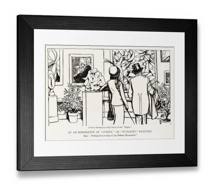 Framed Print : Couple at an exhibition of Cubist or Futurist pictures Framed Print : Couple at an exhibition of Cubist or Futurist pictures