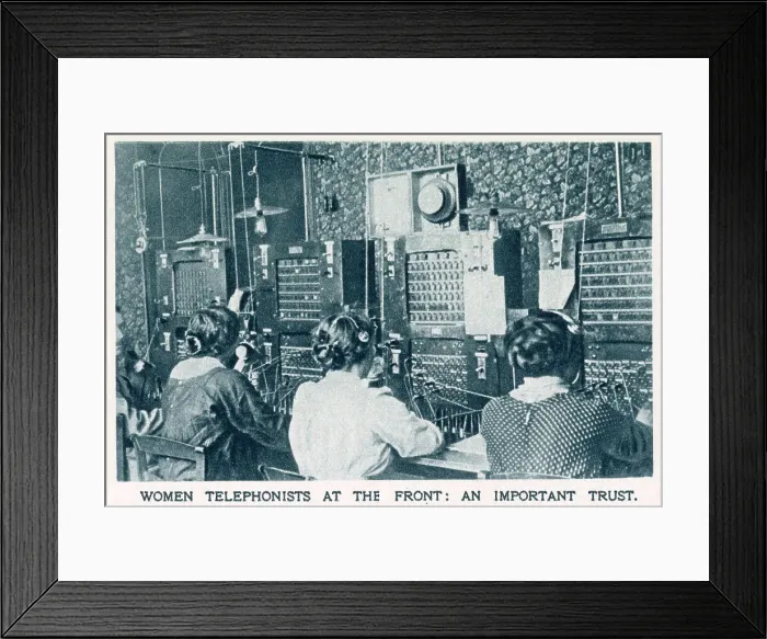 Framed Print : Experienced women operators in the French Central Army Telephone Office, on the Somme. Date: 1916 Framed Print : Experienced women operators in the French Central Army Telephone Office, on the Somme. Date: 1916