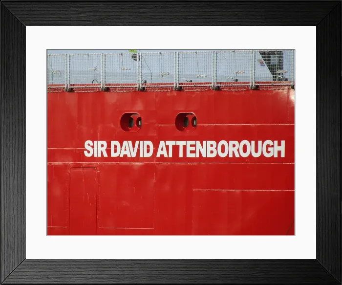 Framed Print : RRS Sir David Attenborough - moored at Greenwich, London. A research vessel owned by the Natural Environment Research Council, to be operated by the British Antarctic Survey for the purposes of both research and logistic support. Date: 2021 Framed Print : RRS Sir David Attenborough - moored at Greenwich, London. A research vessel owned by the Natural Environment Research Council, to be operated by the British Antarctic Survey for the purposes of both research and logistic support. Date: 2021