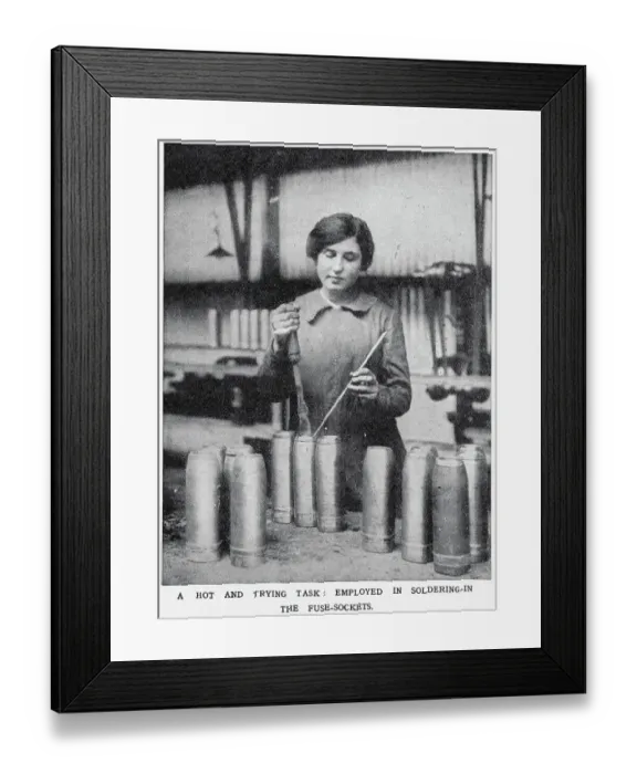 Framed Print : Vickers Munition Factory - Soldering Fuse Sockets 1915 Framed Print : Vickers Munition Factory - Soldering Fuse Sockets 1915
