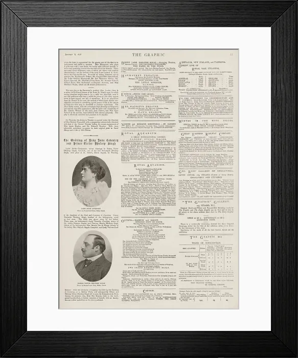 Framed Print : The Graphic marriage of Victor Duleep Singh & Anne Coventry Framed Print : The Graphic marriage of Victor Duleep Singh & Anne Coventry