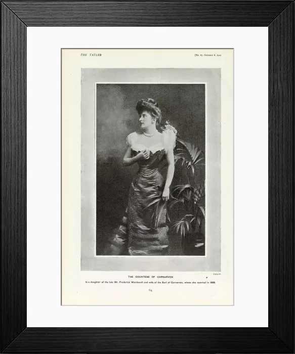 Framed Print : Almina Herbert, Countess of Carnarvon (1876 - 1969), wife of George Herbert, 5th Earl of Carnarvon, and chatelaine of Highclere Castle in Hampshire. Date: 1902 Framed Print : Almina Herbert, Countess of Carnarvon (1876 - 1969), wife of George Herbert, 5th Earl of Carnarvon, and chatelaine of Highclere Castle in Hampshire. Date: 1902