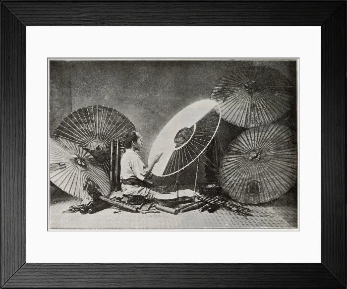 Framed Print : Japanese Parasol Maker 1894 Framed Print : Japanese Parasol Maker 1894