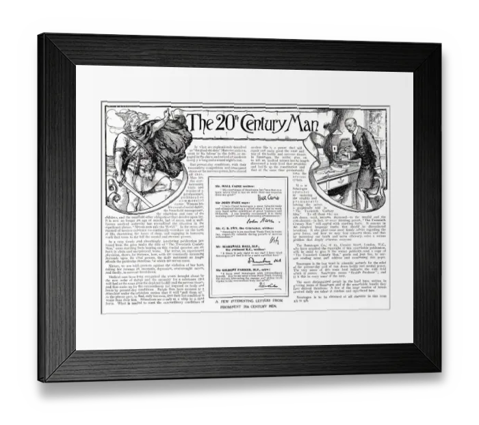 Framed Print : Advertisement for Sanatogen health tonic with testimonies from a number of prominent male figures in Edwardian society Framed Print : Advertisement for Sanatogen health tonic with testimonies from a number of prominent male figures in Edwardian society