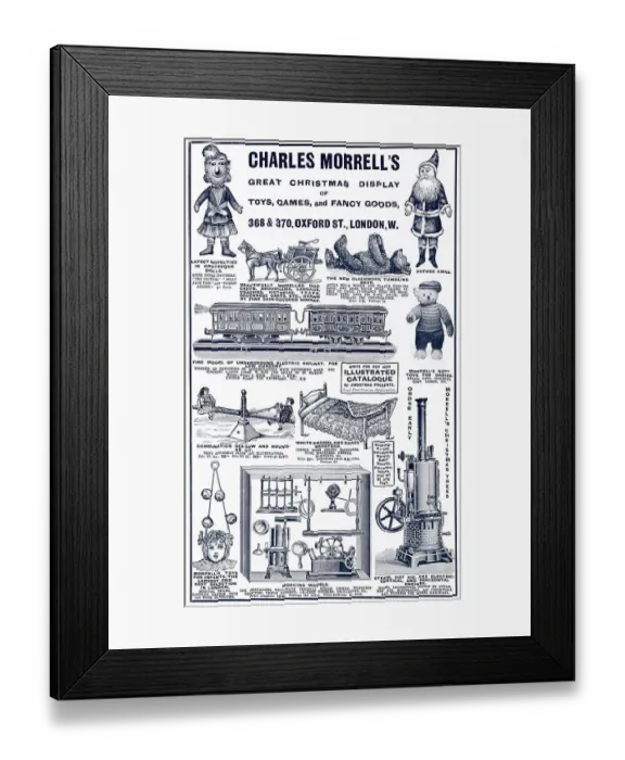Framed Print : A variety of the latest Christmas toys and games available from from Charles Morrell's in Oxford Street, London. Date: 1908 Framed Print : A variety of the latest Christmas toys and games available from from Charles Morrell's in Oxford Street, London. Date: 1908
