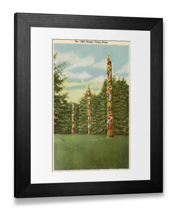 Framed Print : Alaska, America's Last Frontier, totem poles Date: 1946 Framed Print : Alaska, America's Last Frontier, totem poles Date: 1946