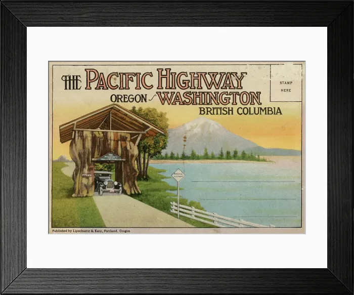 Framed Print : Pacific Highway, Oregon, Washington, British Columbia, USA Date: 1929 Framed Print : Pacific Highway, Oregon, Washington, British Columbia, USA Date: 1929