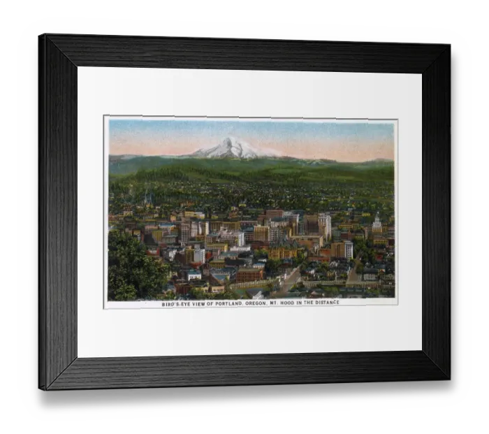 Framed Print : General view of Portland, Oregon, USA, with Mount Hood in the far distance Date: 1929 Framed Print : General view of Portland, Oregon, USA, with Mount Hood in the far distance Date: 1929
