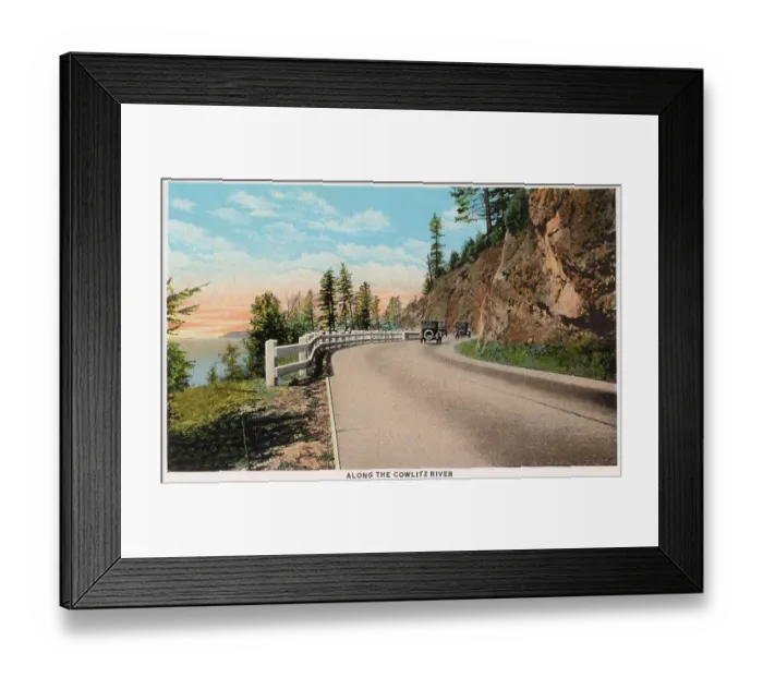 Framed Print : Road alongside Cowlitz River, Pacific Highway, USA Date: 1929 Framed Print : Road alongside Cowlitz River, Pacific Highway, USA Date: 1929