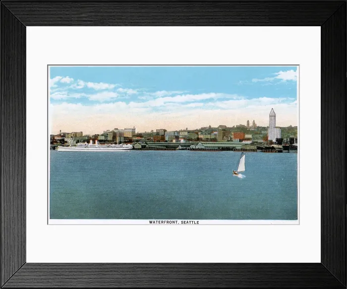 Framed Print : View of waterfront, Seattle, Washington, USA Date: 1929 Framed Print : View of waterfront, Seattle, Washington, USA Date: 1929