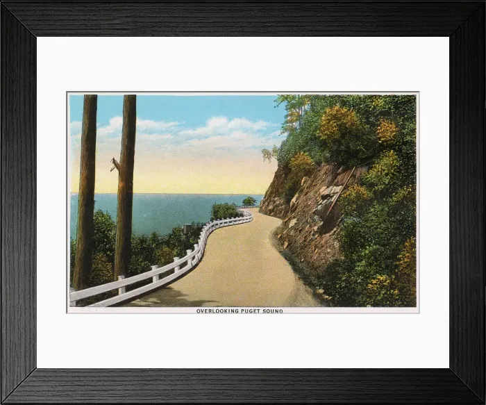Framed Print : Road overlooking Puget Sound, Washington, USA Date: 1929 Framed Print : Road overlooking Puget Sound, Washington, USA Date: 1929
