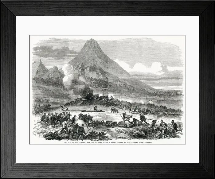 Framed Print : 57th Regiment captures a Maori redoubt on the Katikara River Framed Print : 57th Regiment captures a Maori redoubt on the Katikara River