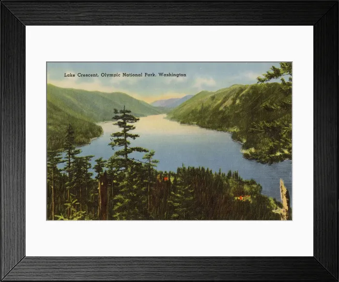 Framed Print : Lake Crescent, Olympic National Park, Washington State, USA Date: circa 1940 Framed Print : Lake Crescent, Olympic National Park, Washington State, USA Date: circa 1940