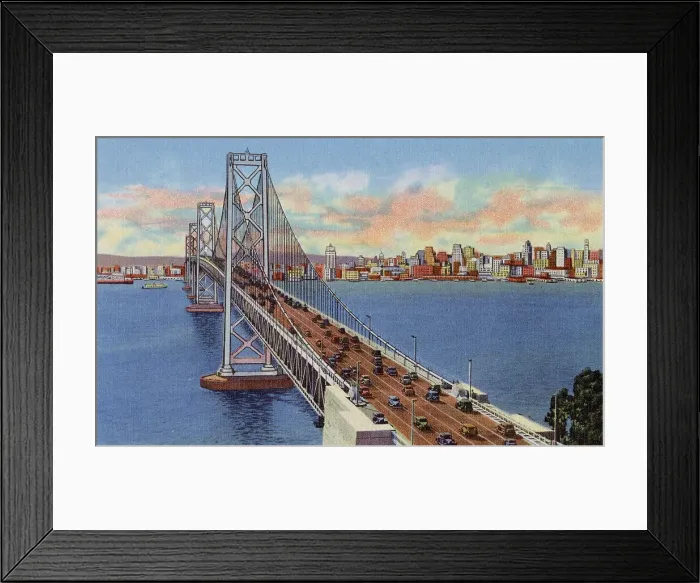 Framed Print : Oakland Bay Bridge, San Francisco, California, USA Date: 1936 Framed Print : Oakland Bay Bridge, San Francisco, California, USA Date: 1936