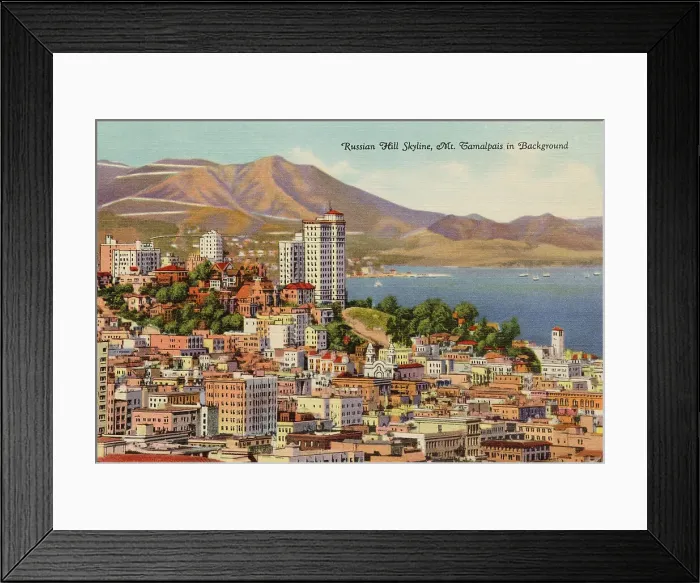 Framed Print : Russian Hill Skyline, with Mount Tamalpais in background, San Francisco, California, USA Date: 1936 Framed Print : Russian Hill Skyline, with Mount Tamalpais in background, San Francisco, California, USA Date: 1936