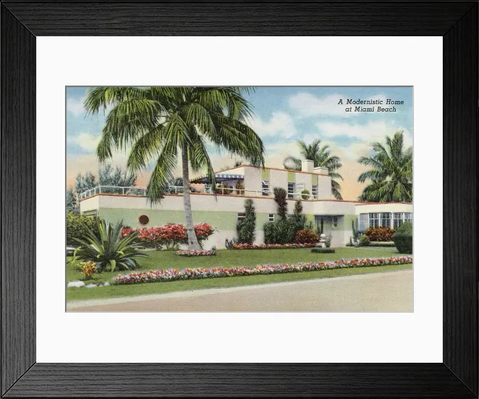 Framed Print : Modern home, Miami Beach, Florida, USA Date: 1941 Framed Print : Modern home, Miami Beach, Florida, USA Date: 1941
