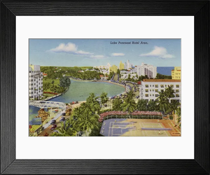 Framed Print : Lake Pancoast hotel area, Miami Beach, Florida, USA Date: 1941 Framed Print : Lake Pancoast hotel area, Miami Beach, Florida, USA Date: 1941