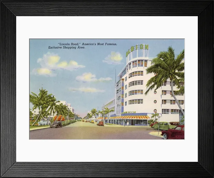 Framed Print : Lincoln Road, exclusive shopping area, Miami Beach, Florida, USA Date: 1941 Framed Print : Lincoln Road, exclusive shopping area, Miami Beach, Florida, USA Date: 1941