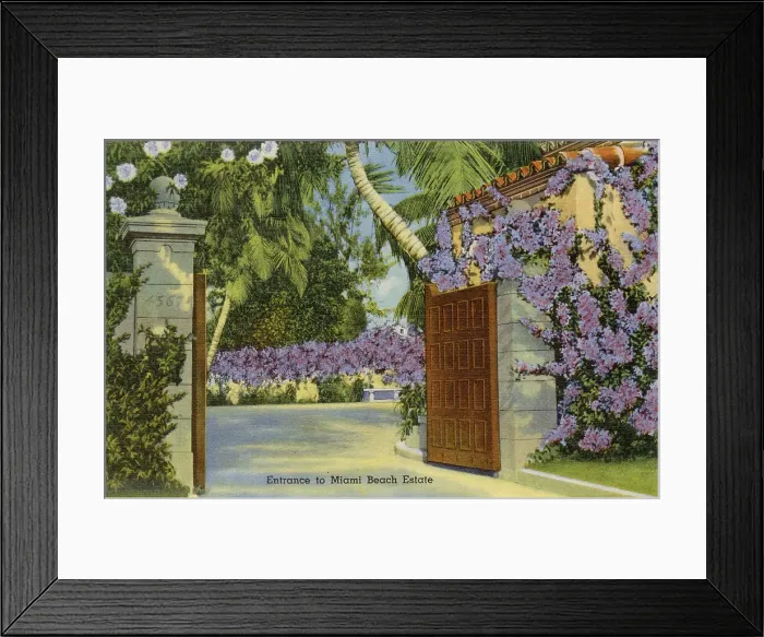 Framed Print : Entrance to Miami Beach Estate, Florida, USA Date: 1941 Framed Print : Entrance to Miami Beach Estate, Florida, USA Date: 1941