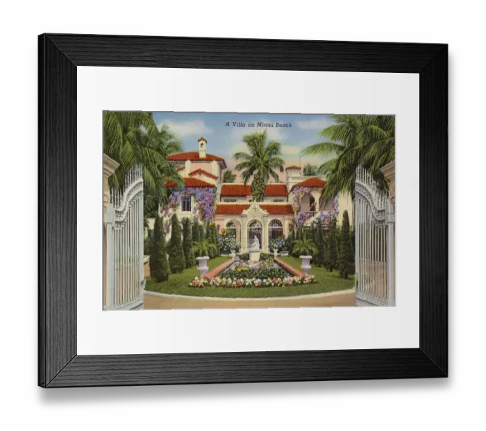Framed Print : Villa and garden on Miami Beach, Florida, USA Date: 1941 Framed Print : Villa and garden on Miami Beach, Florida, USA Date: 1941
