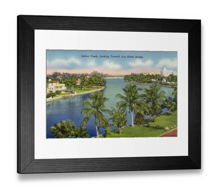 Framed Print : Indian Creek, looking towards 41st Street Bridge, Miami Beach, Florida, USA Date: 1941 Framed Print : Indian Creek, looking towards 41st Street Bridge, Miami Beach, Florida, USA Date: 1941
