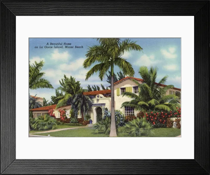 Framed Print : House and garden on La Gorce Island, Miami Beach, Florida, USA Date: 1941 Framed Print : House and garden on La Gorce Island, Miami Beach, Florida, USA Date: 1941