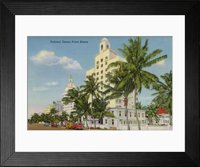 Framed Print : Palatial ocean front hotels, Miami Beach, Florida, USA Date: 1941 Framed Print : Palatial ocean front hotels, Miami Beach, Florida, USA Date: 1941