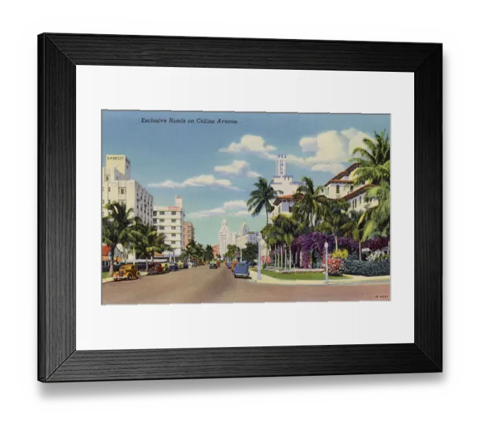Framed Print : Collins Avenue hotels, Miami Beach, Florida, USA Date: 1941 Framed Print : Collins Avenue hotels, Miami Beach, Florida, USA Date: 1941