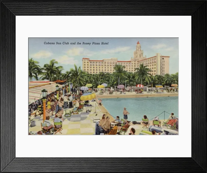 Framed Print : Cabana Sun Club and the Roney Plaza Hotel, Miami Beach, Florida, USA Date: 1941 Framed Print : Cabana Sun Club and the Roney Plaza Hotel, Miami Beach, Florida, USA Date: 1941