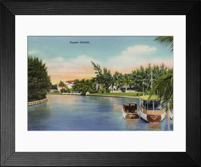 Framed Print : Sunset Islands, Miami Beach, Florida, USA Date: 1941 Framed Print : Sunset Islands, Miami Beach, Florida, USA Date: 1941