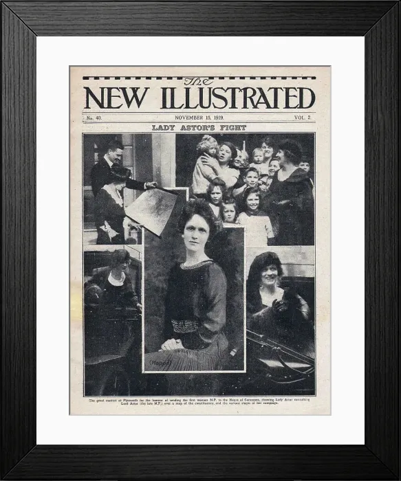 Framed Print : Lady Astor's Fight - Nancy Witcher Langhorne Astor, Viscountess Astor, CH (1879-1964) - an American-born British politician who was the first woman seated as a Member of Parliament (MP), serving from 1919 to 1945. Date: 1919