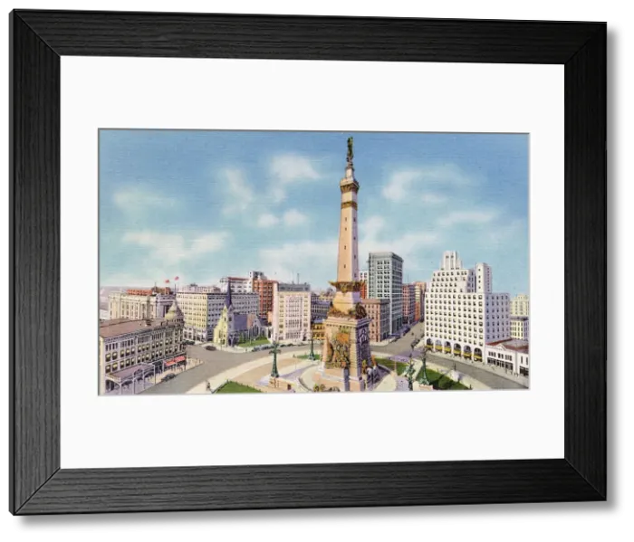 Framed Print : Monument Circle, Indianapolis, Indiana, USA Date: 1936 Framed Print : Monument Circle, Indianapolis, Indiana, USA Date: 1936