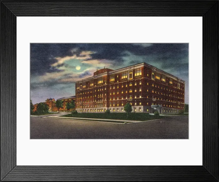 Framed Print : St Mary's Hospital at night, Rochester, Minnesota, USA Date: 1934 Framed Print : St Mary's Hospital at night, Rochester, Minnesota, USA Date: 1934