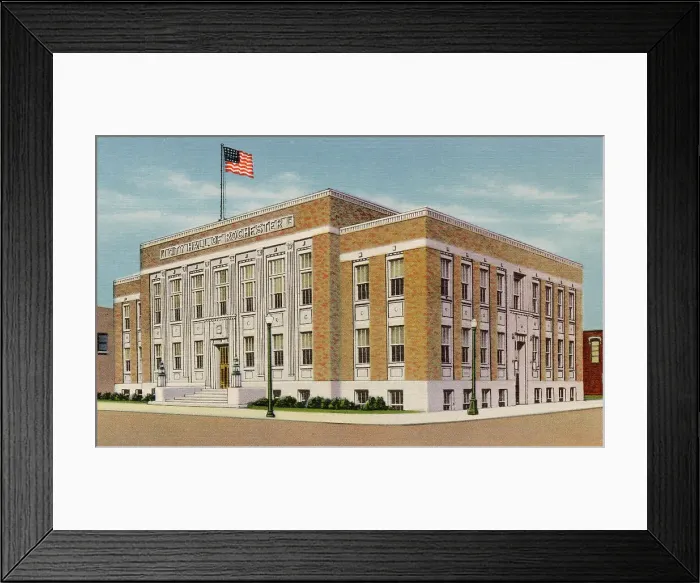 Framed Print : City Hall, Rochester, Minnesota, USA Date: 1934 Framed Print : City Hall, Rochester, Minnesota, USA Date: 1934