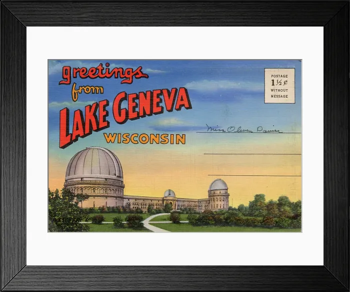 Framed Print : Lake Geneva, Wisconsin, USA - Yerkes Observatory, Williams Bay Date: 1936 Framed Print : Lake Geneva, Wisconsin, USA - Yerkes Observatory, Williams Bay Date: 1936