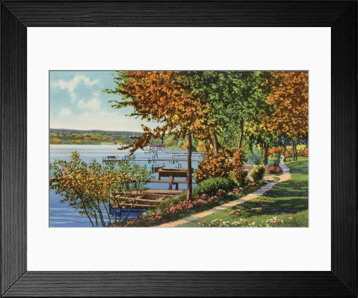 Framed Print : Shore line at Belvidere Park, Lake Geneva, Wisconsin, USA Date: 1936 Framed Print : Shore line at Belvidere Park, Lake Geneva, Wisconsin, USA Date: 1936