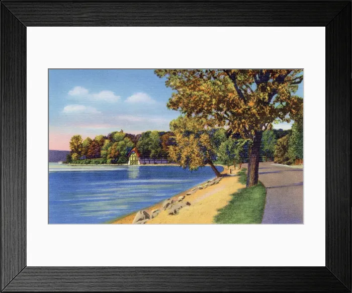 Framed Print : Pleasure Drive at Button's Bay, Lake Geneva, Wisconsin, USA Date: 1936 Framed Print : Pleasure Drive at Button's Bay, Lake Geneva, Wisconsin, USA Date: 1936