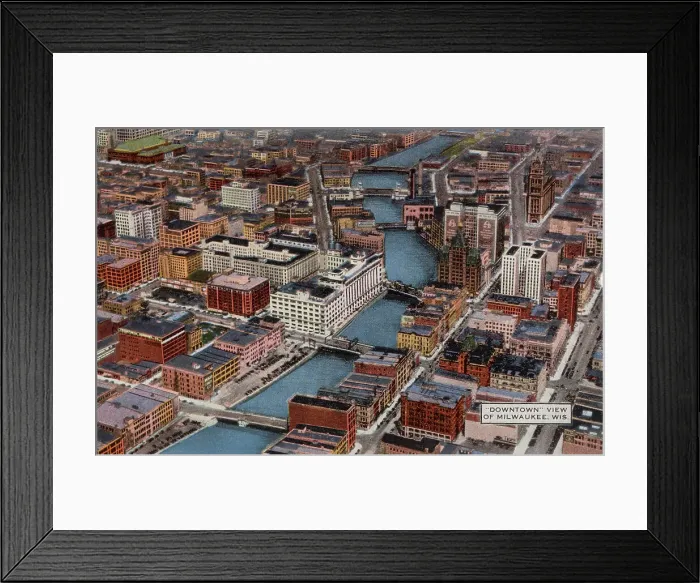 Framed Print : Downtown view of Milwaukee, Wisconsin, USA Date: circa 1940 Framed Print : Downtown view of Milwaukee, Wisconsin, USA Date: circa 1940