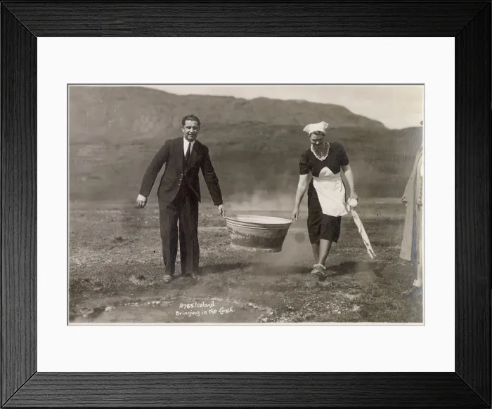 Framed Print : Bringing in the lunch, Iceland Date: circa 1930 Framed Print : Bringing in the lunch, Iceland Date: circa 1930