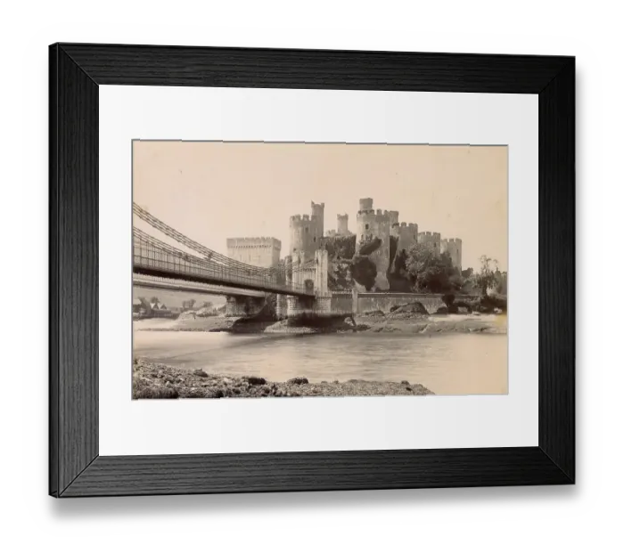 Framed Print : Conwy (Conway) Castle and suspension bridge, North Wales Date: circa 1889 Framed Print : Conwy (Conway) Castle and suspension bridge, North Wales Date: circa 1889