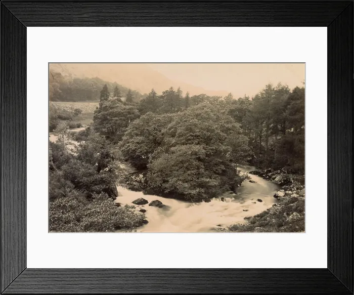 Framed Print : Aerial view with trees and river, North Wales Date: circa 1889 Framed Print : Aerial view with trees and river, North Wales Date: circa 1889
