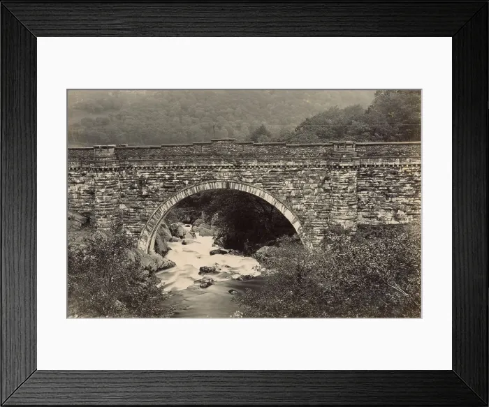 Framed Print : View of bridge and river, North Wales Date: circa 1889 Framed Print : View of bridge and river, North Wales Date: circa 1889