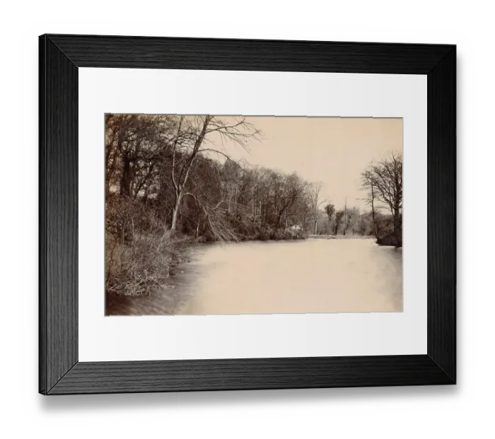 Framed Print : Lymm Dam, in the village of Lymm, Cheshire. The tower of St Mary's Church is just visible above the trees in the right distance. Date: circa 1889 Framed Print : Lymm Dam, in the village of Lymm, Cheshire. The tower of St Mary's Church is just visible above the trees in the right distance. Date: circa 1889