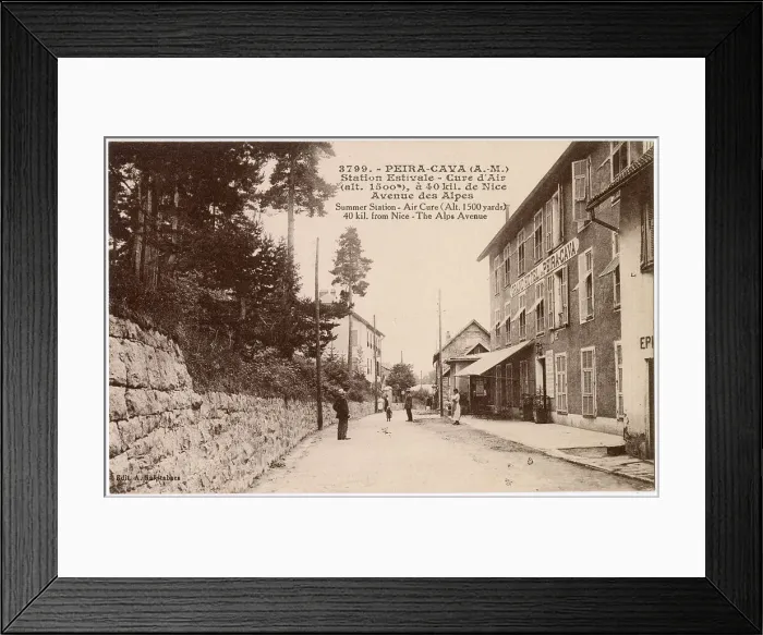 Framed Print : Avenue des Alpes, Peira Cava, Alpes Maritimes, South of France - a summer station, high altitude air cure, with the Grand Hotel on the right. Date: circa 1910 Framed Print : Avenue des Alpes, Peira Cava, Alpes Maritimes, South of France - a summer station, high altitude air cure, with the Grand Hotel on the right. Date: circa 1910