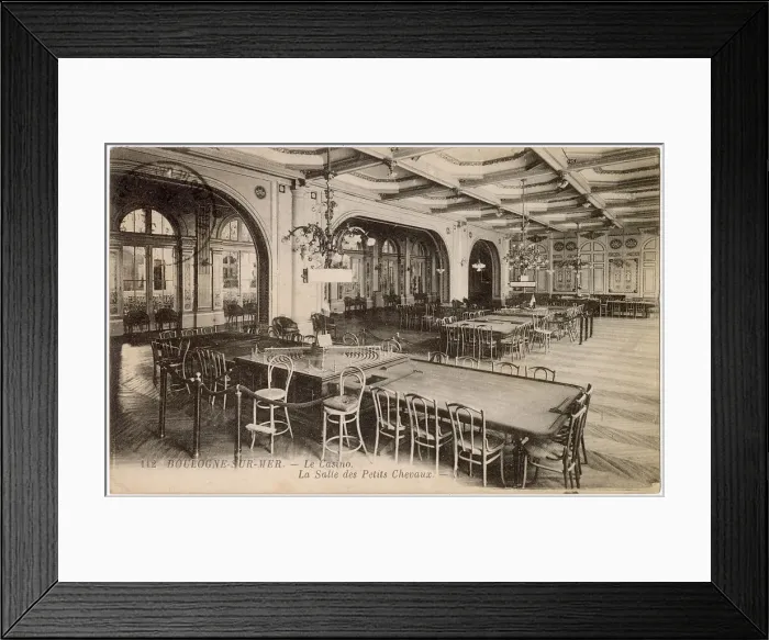 Framed Print : Petits Chevaux (little horses) Room, Casino, Boulogne-sur-Mer, Northern France, with gaming tables. Date: circa 1910s