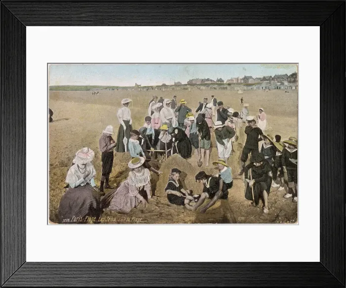 Framed Print : A group of people having fun on the beach, Paris Plage, Le Touquet, Northern France Date: circa 1910 Framed Print : A group of people having fun on the beach, Paris Plage, Le Touquet, Northern France Date: circa 1910