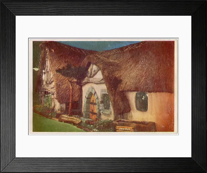 Framed Print : Daily Mail Ideal Home Exhibition, Olympia, London - House of the Seven Dwarfs by Richard Costain Ltd, from the Walt Disney film of Snow White. Date: 1938 Framed Print : Daily Mail Ideal Home Exhibition, Olympia, London - House of the Seven Dwarfs by Richard Costain Ltd, from the Walt Disney film of Snow White. Date: 1938