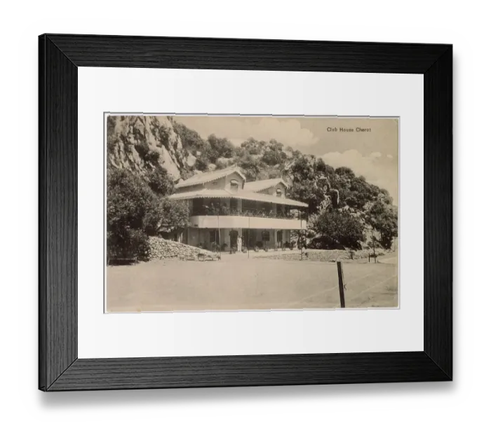 Framed Print : Sports Club House (viewed from football ground), Cherat Hill Station, North-West Frontier, British India (now in Pakistan). Date: circa 1908 Framed Print : Sports Club House (viewed from football ground), Cherat Hill Station, North-West Frontier, British India (now in Pakistan). Date: circa 1908