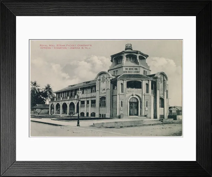 Framed Print : Royal Mail Steam Packet Company offices, Kingston, Jamaica, West Indies Date: circa 1908 Framed Print : Royal Mail Steam Packet Company offices, Kingston, Jamaica, West Indies Date: circa 1908