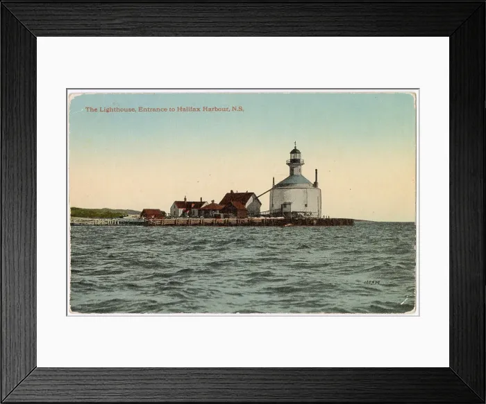 Framed Print : Lighthouse and other buildings, entrance to Halifax Harbour, Nova Scotia, Canada Date: 1906 Framed Print : Lighthouse and other buildings, entrance to Halifax Harbour, Nova Scotia, Canada Date: 1906